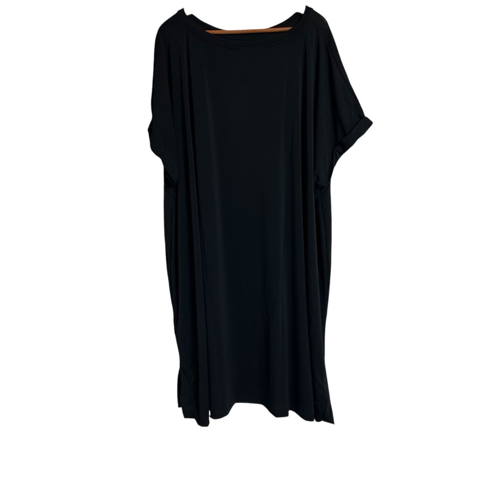 LulaRoe Solid Black Size 3X Pullover T-shirt Dress Short Sleeve Chelsea Style - Picture 2 of 11
